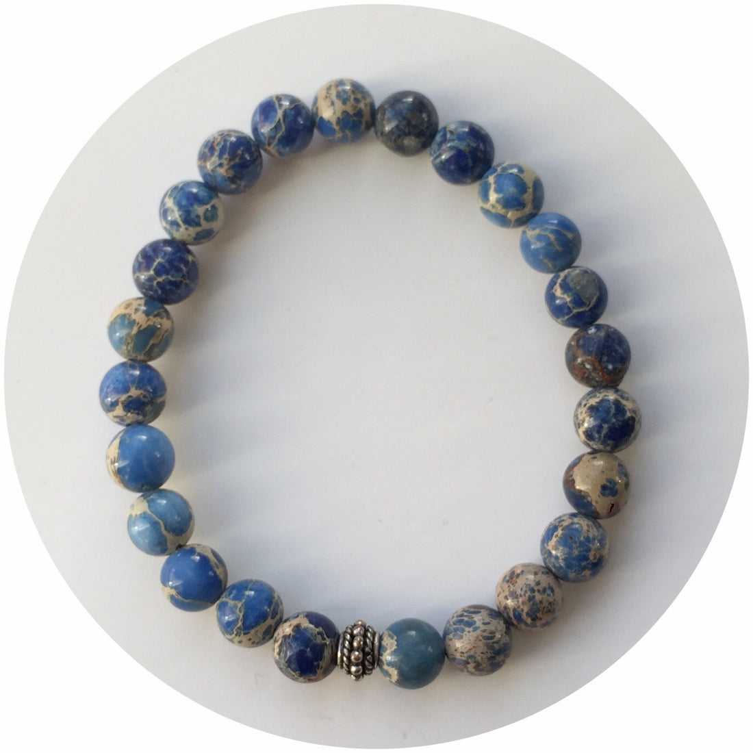 Mens Blue Imperial Jasper with Antique Silver Accent - Oriana Lamarca LLC
