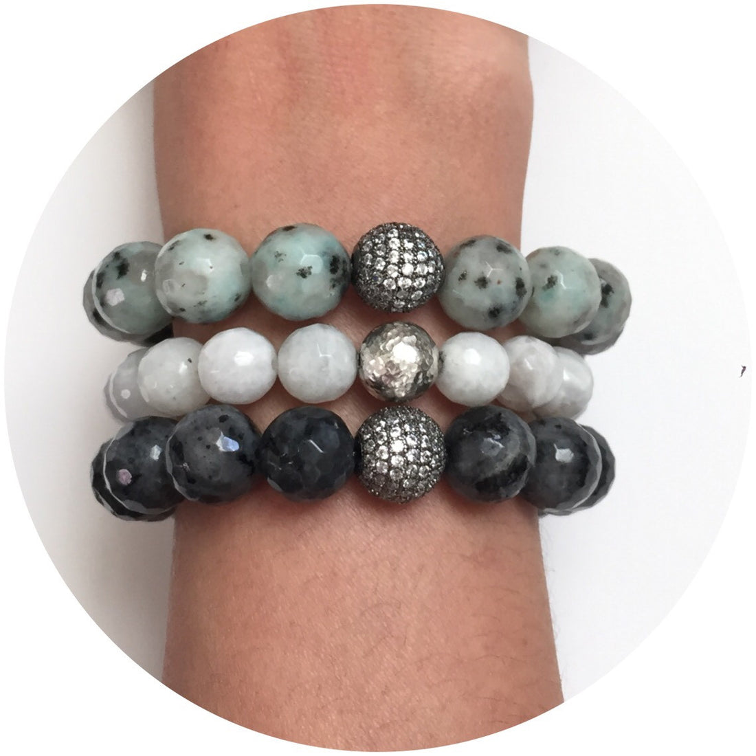 Labradorite with Micro Pavé Gunmetal - Oriana Lamarca LLC