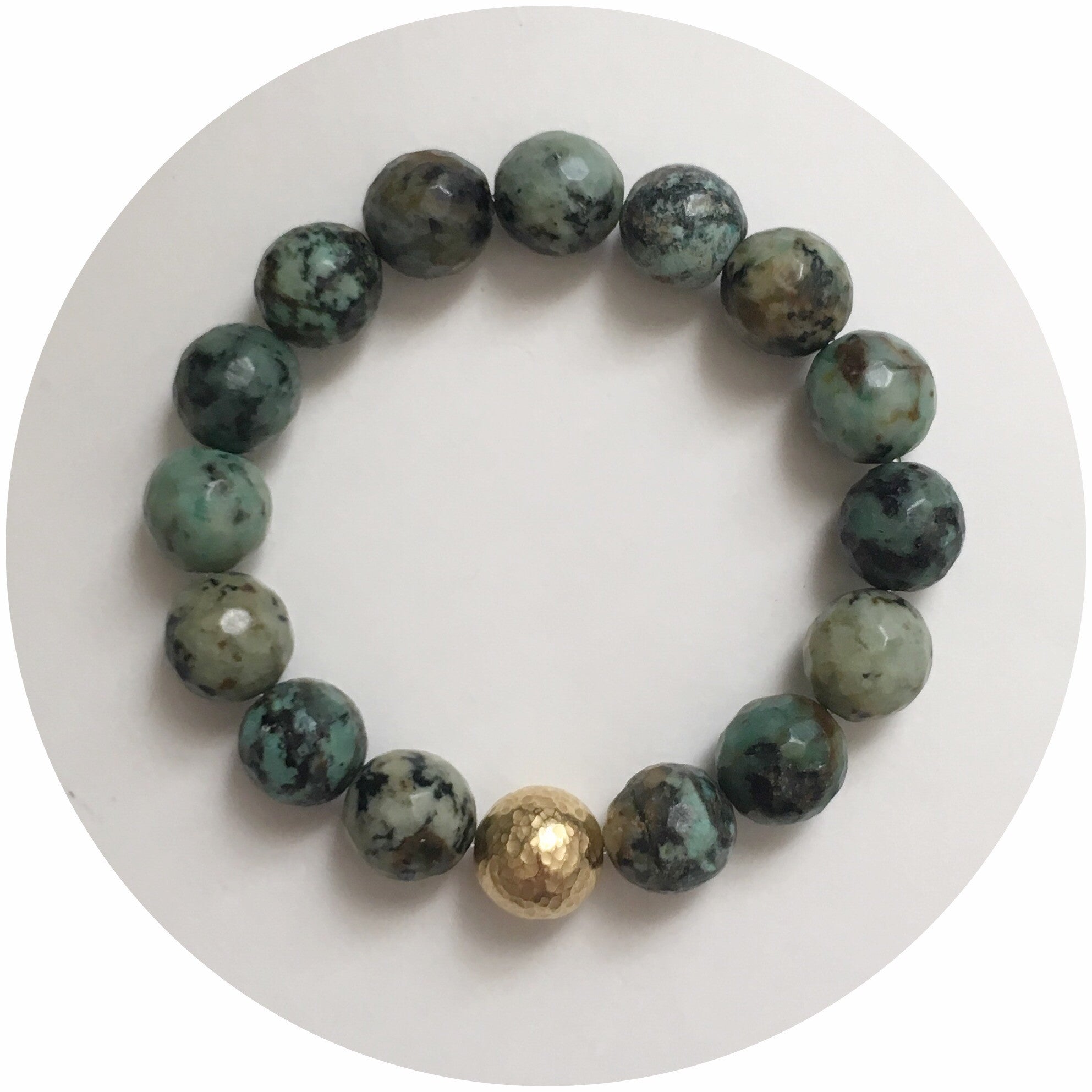 African Turquoise With Hammered Gold Accent