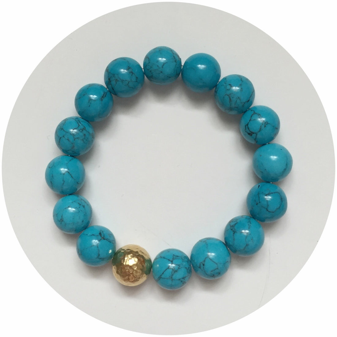 Blue Howlite with Gold Hammered Accent - Oriana Lamarca LLC