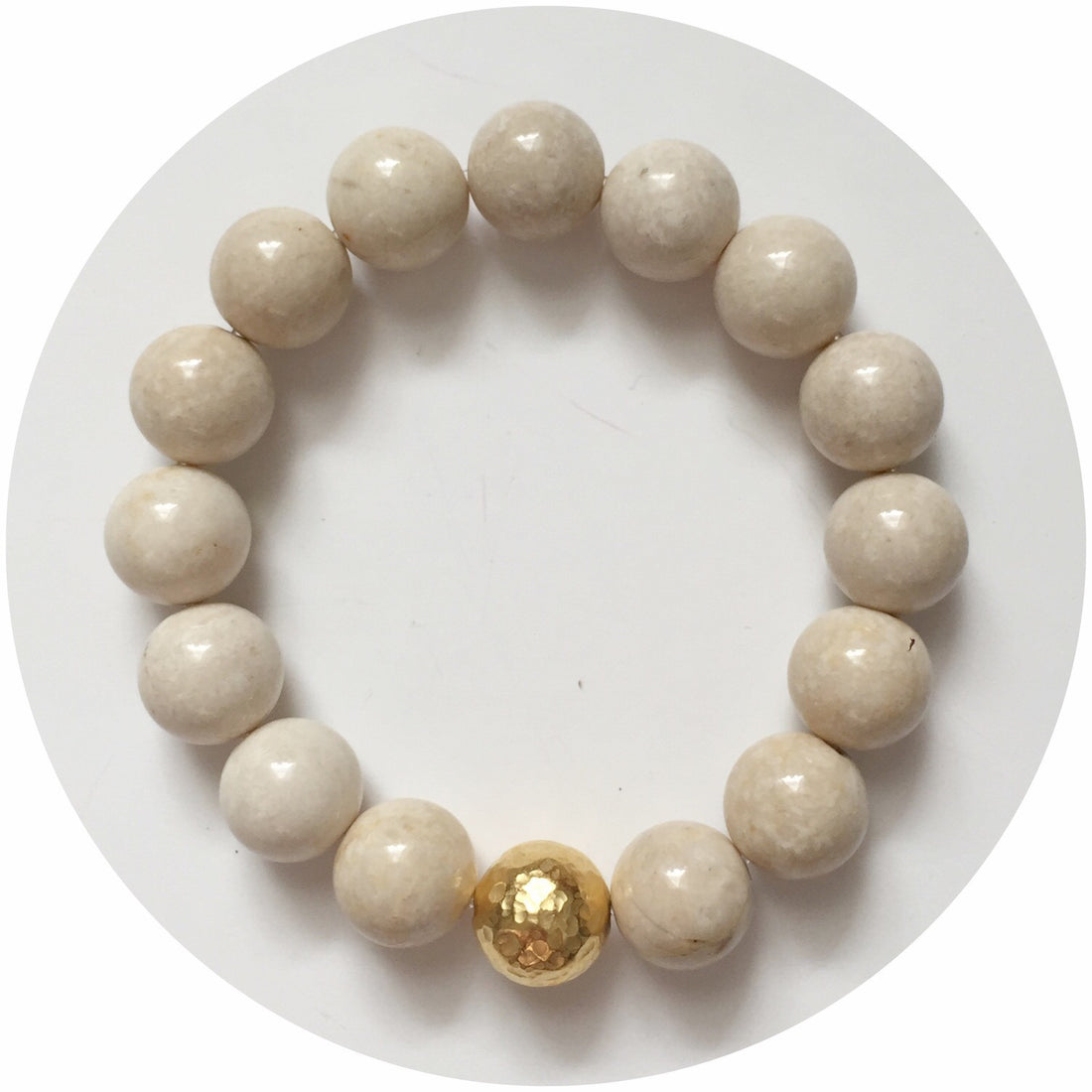 Beige Riverstone with Hammered Gold Accent - Oriana Lamarca LLC