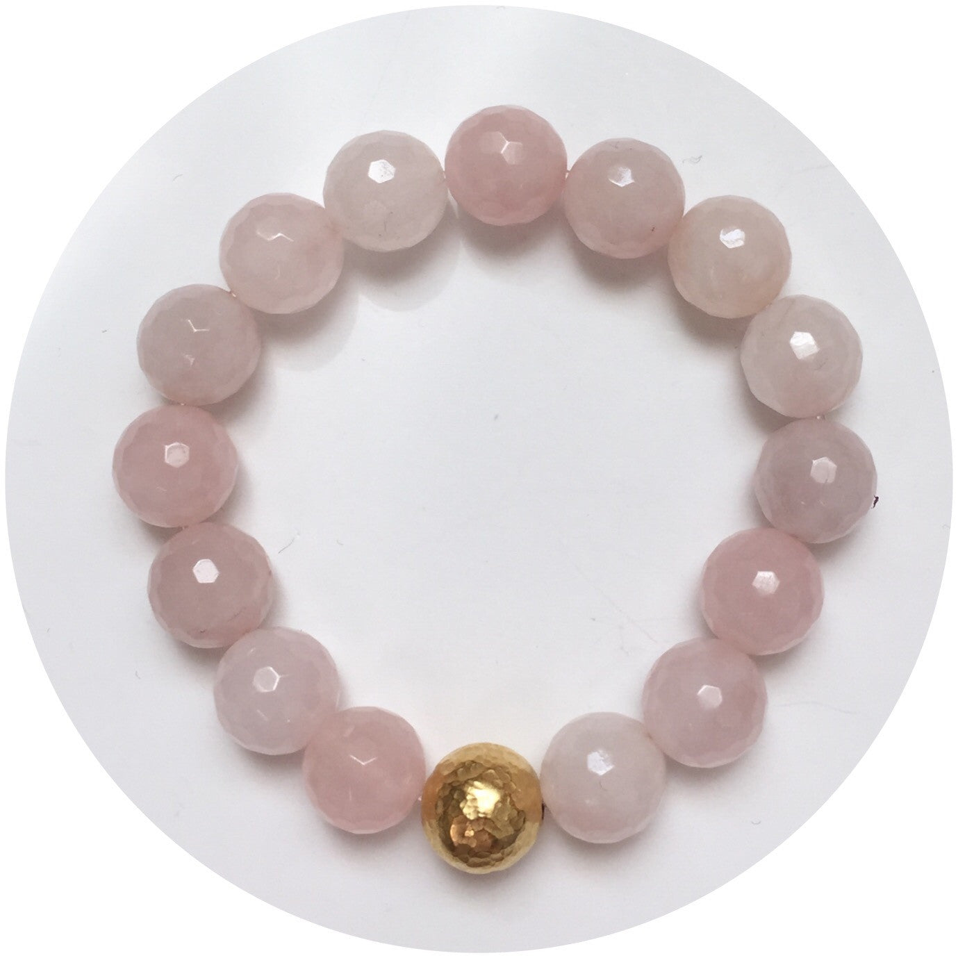 Rose Quartz with Hammered Gold Accent - Oriana Lamarca LLC