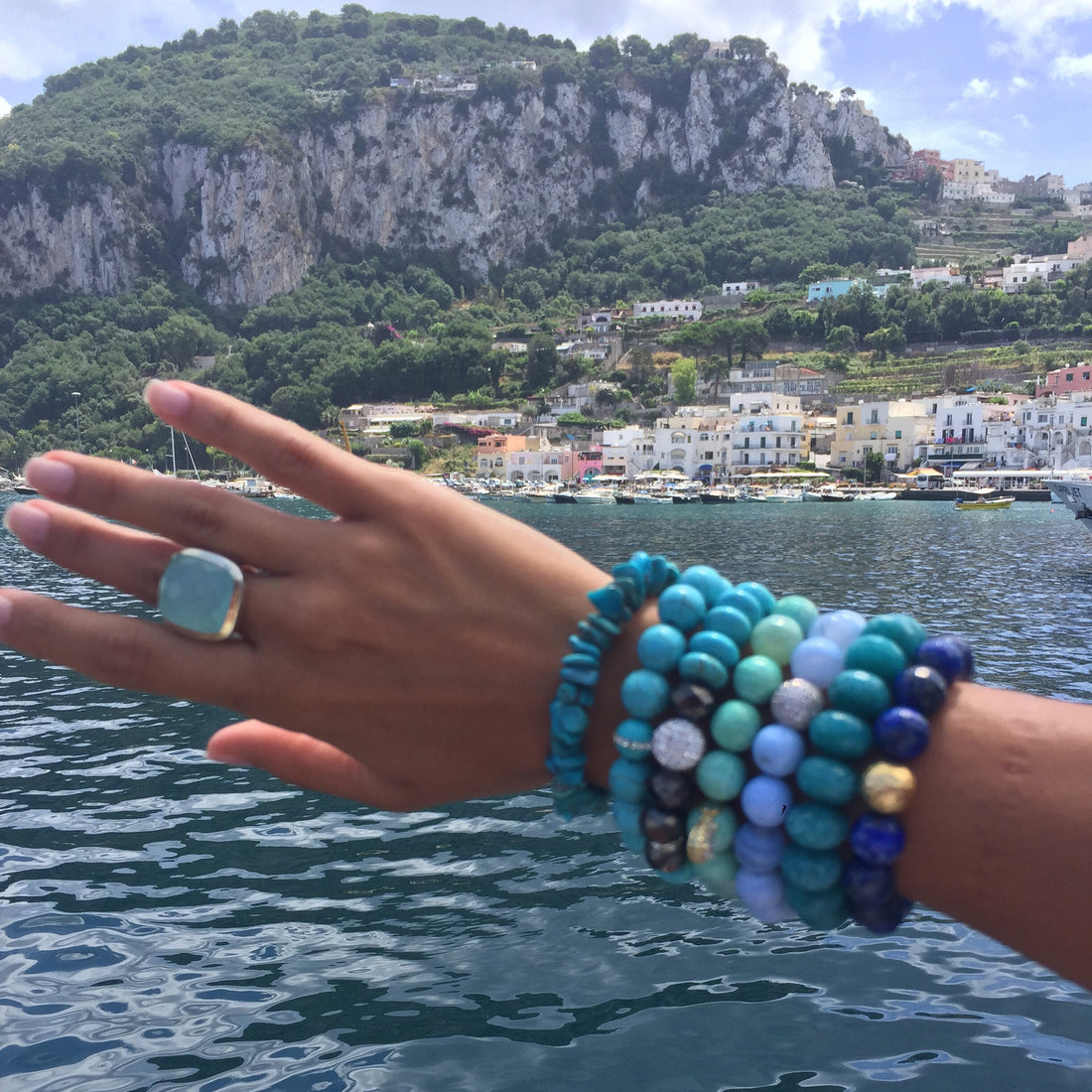 Lapis with Hammered Gold Accent - Oriana Lamarca LLC