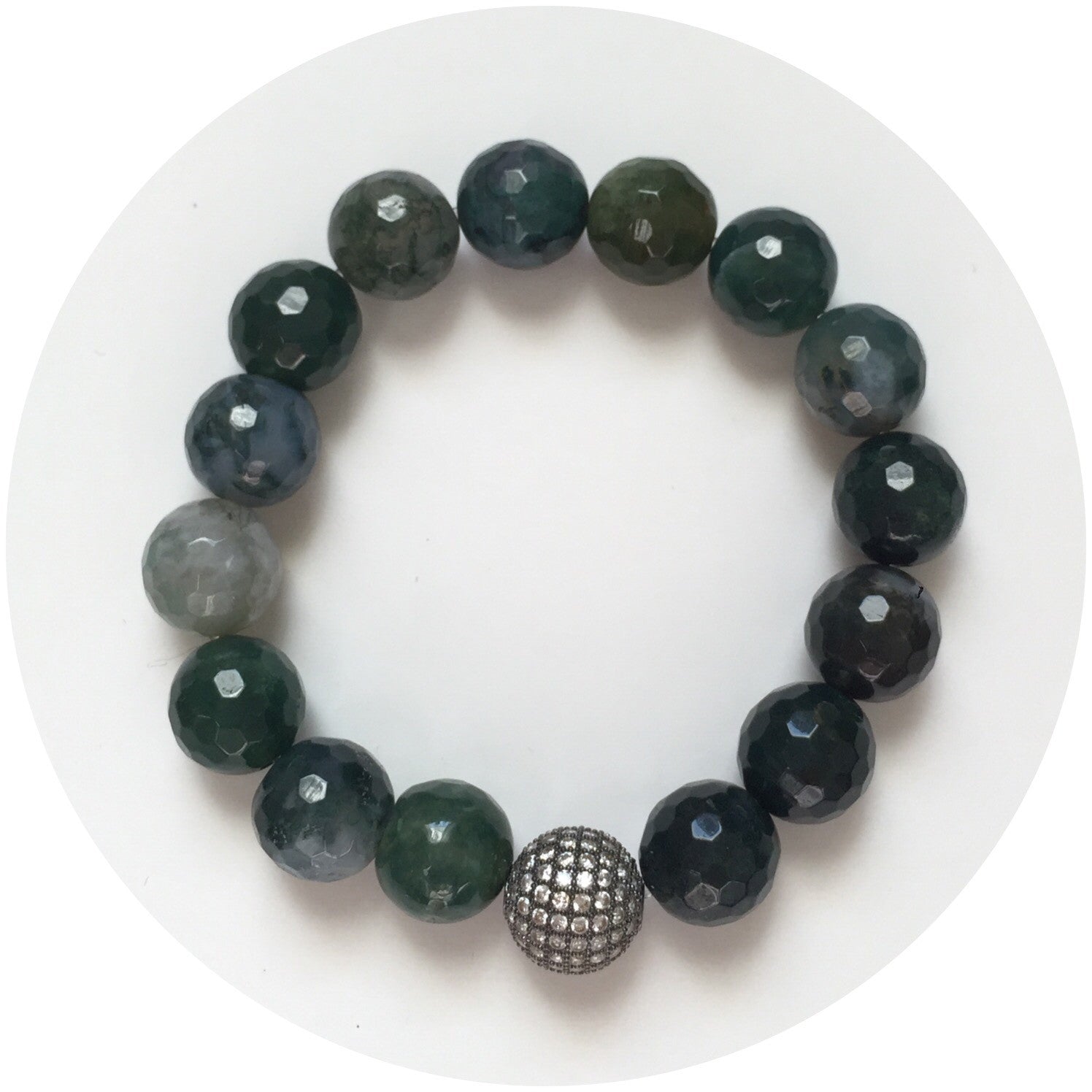 Moss Green Jade with Gunmetal Pavé Accent - Oriana Lamarca LLC