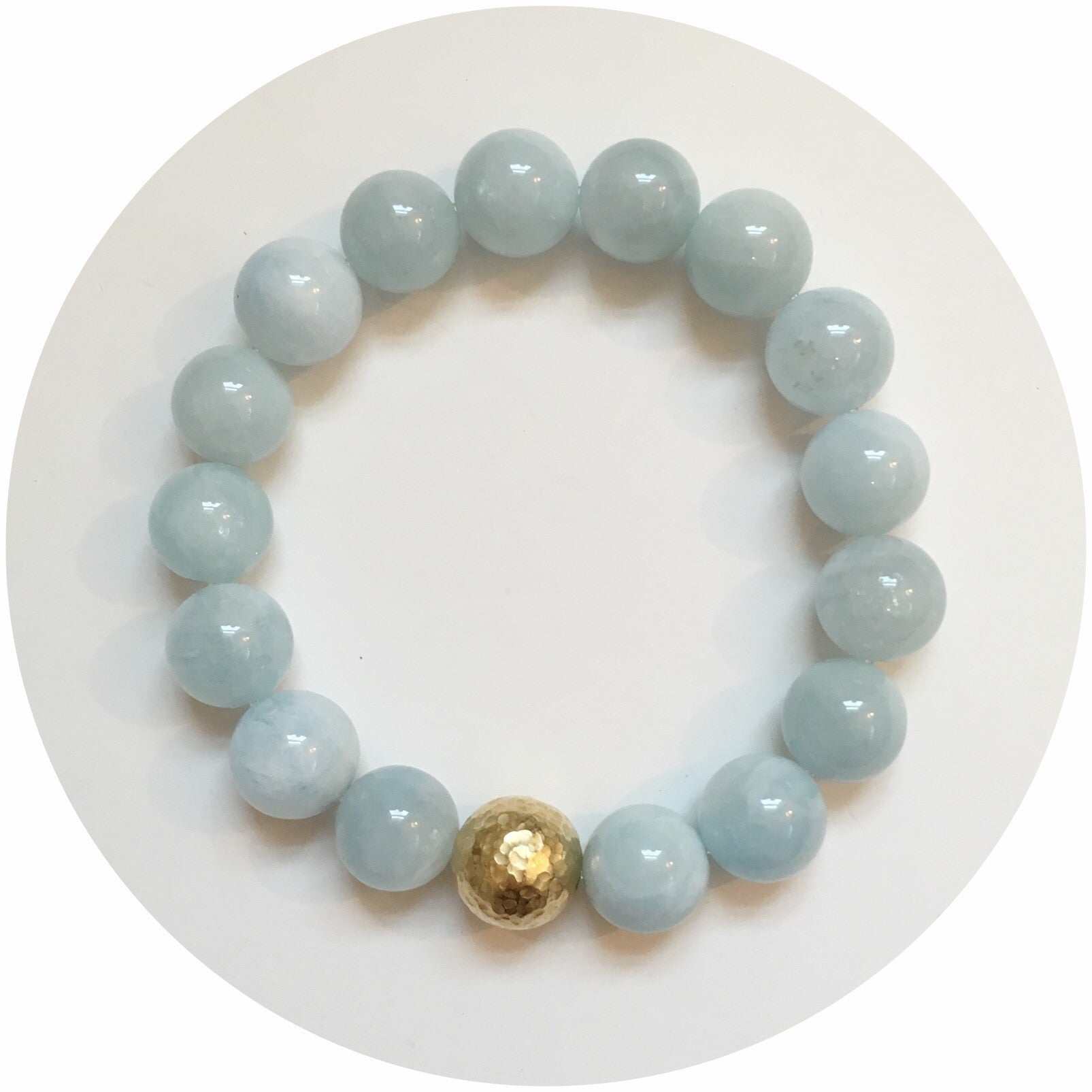 Aquamarine with Hammered Gold Accent - Oriana Lamarca LLC