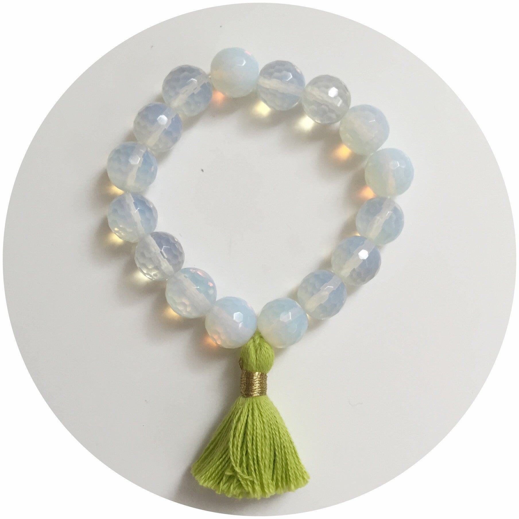 Opalite with Lime Green Tassel - Oriana Lamarca LLC