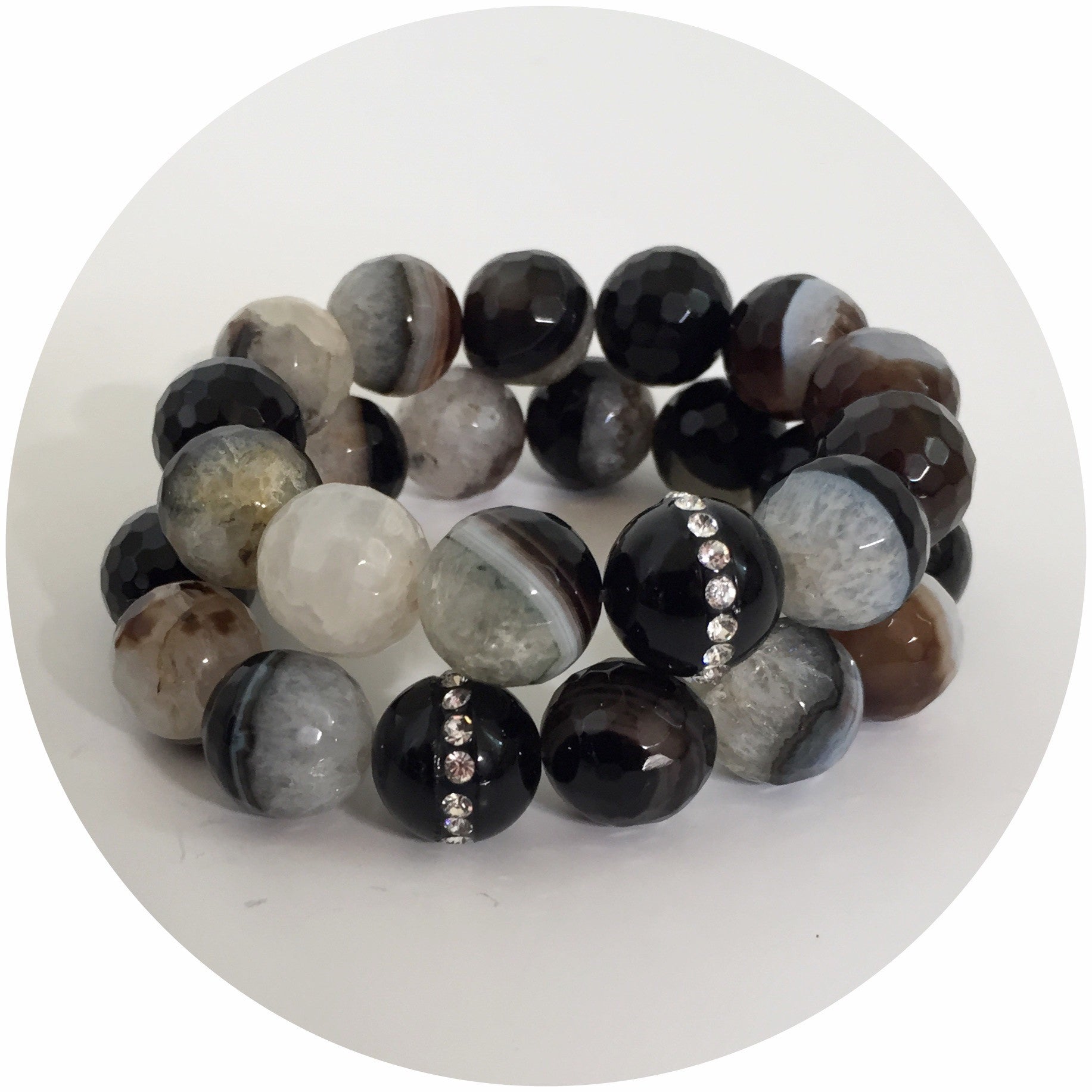 Black Quartz Agate with Black Onyx CZ Stripe - Oriana Lamarca LLC