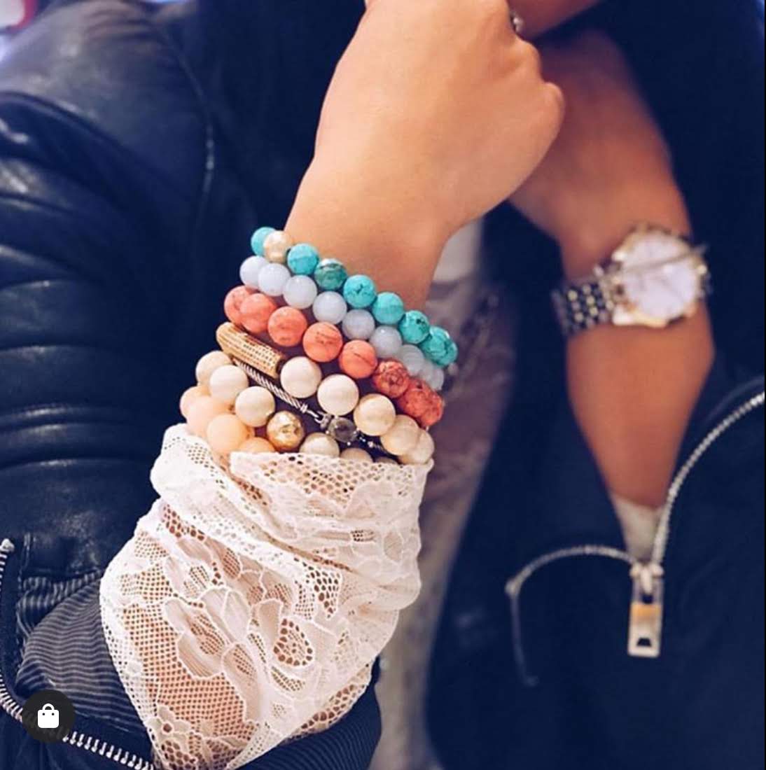 Beige Riverstone with Hammered Gold Accent - Oriana Lamarca LLC