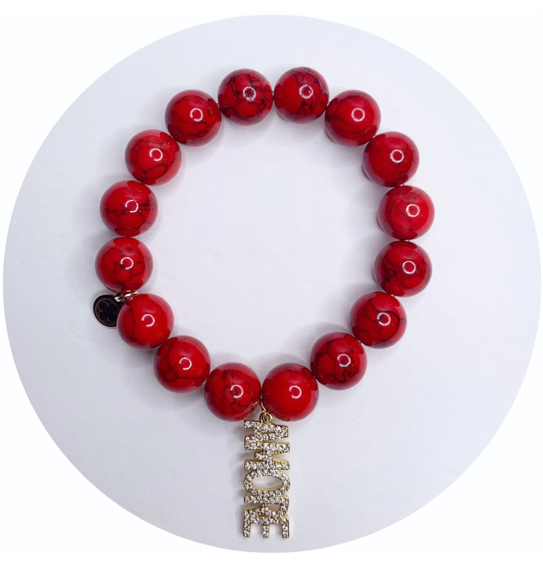 Red Howlite with Pavé Amore Pendant - Oriana Lamarca LLC