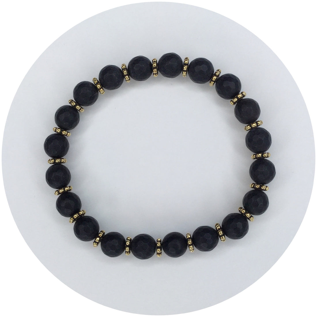 Mens Matte Black Onyx with Gold Daisies - Oriana Lamarca LLC