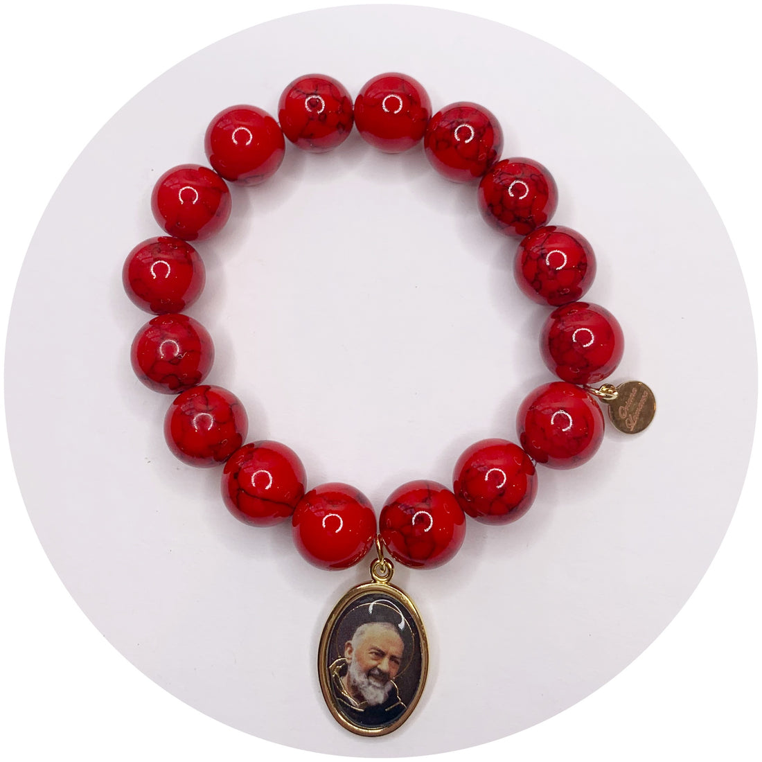 Red Howlite with Padre Pio Pendant - Oriana Lamarca LLC