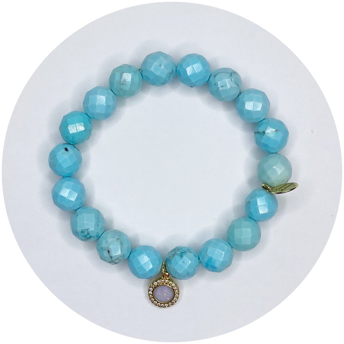 Light Turquoise Magnesite with Pavé Opal Pendant