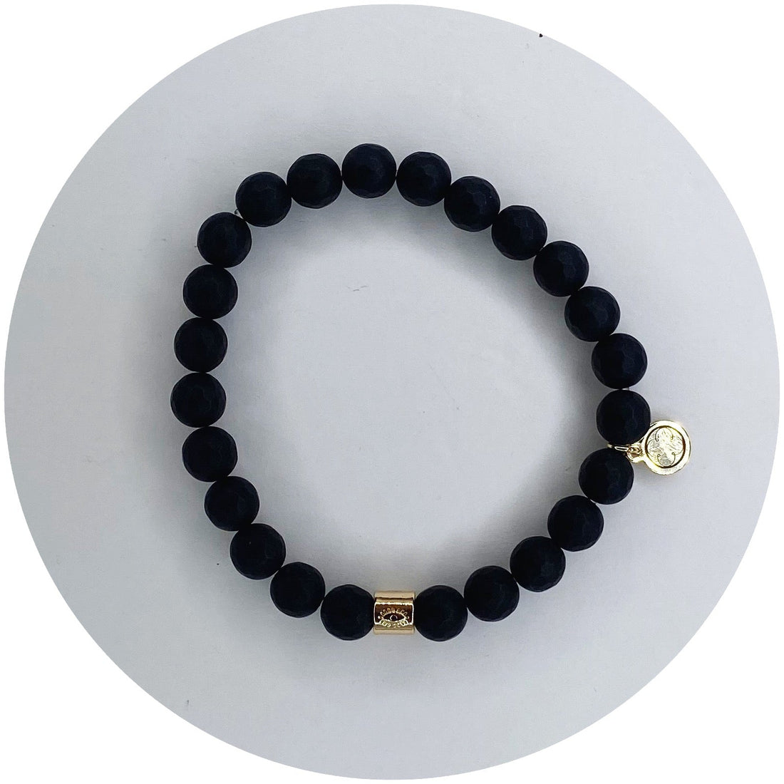 Mens Matte Black Onyx with Evil Eye Accent