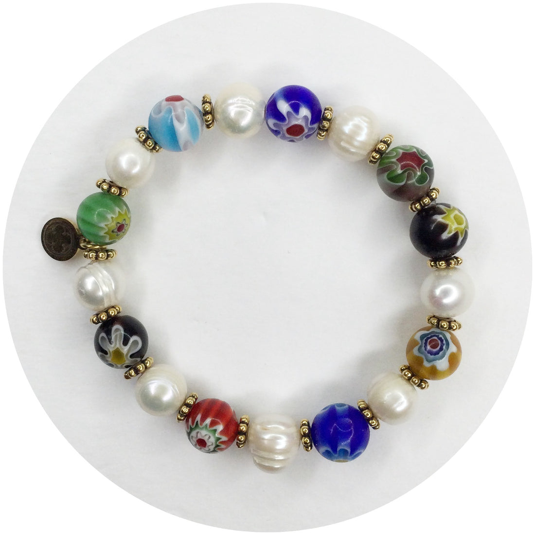 Millefiori with Freshwater Pearls - Oriana Lamarca LLC