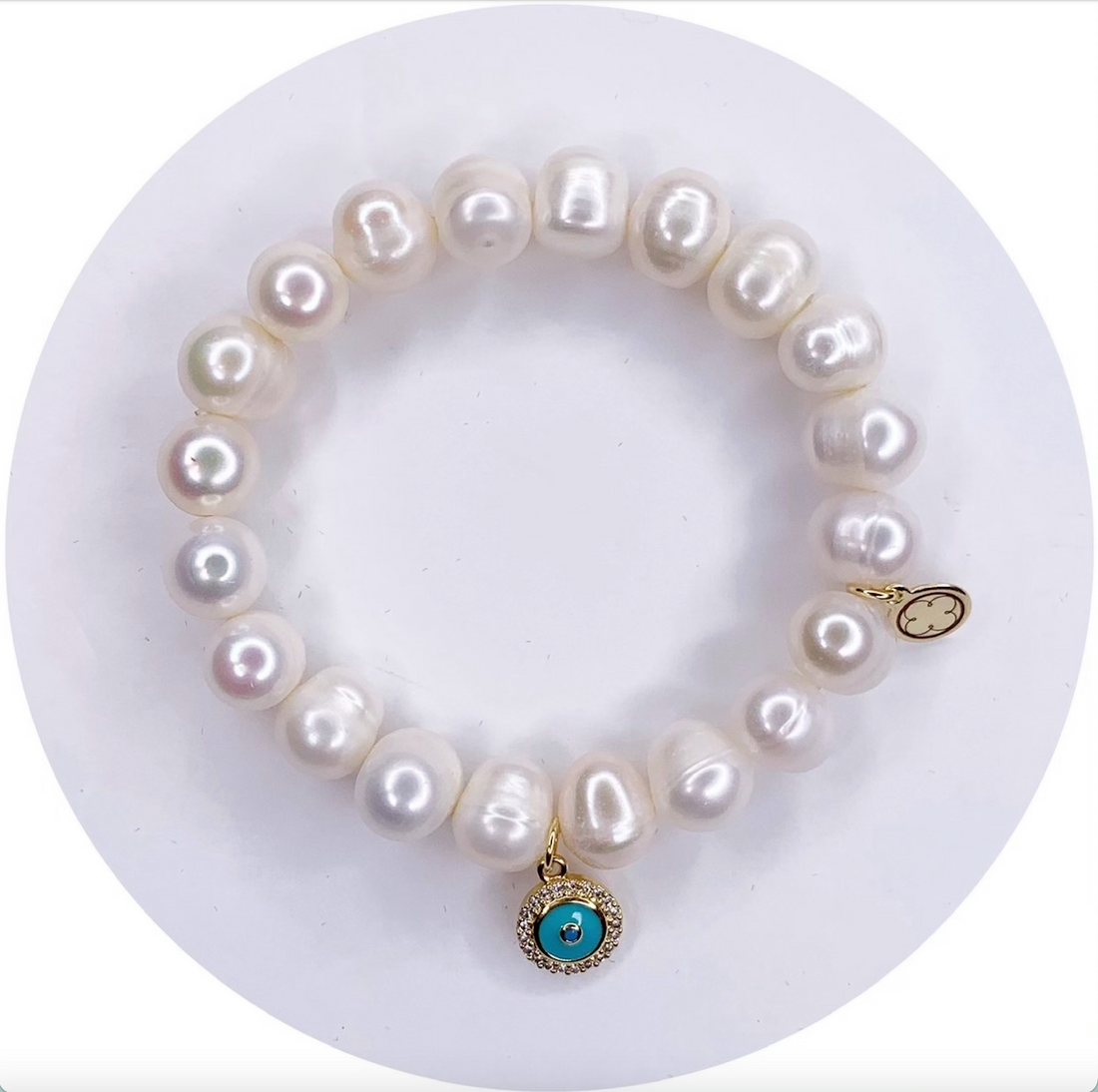 Freshwater Pearls with Pavé Enamel Evil Eye - Oriana Lamarca LLC