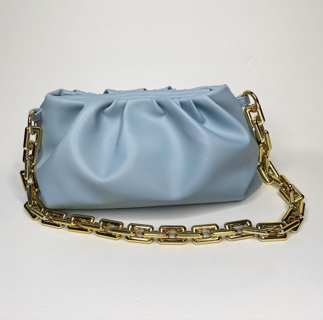 Felicia Serenity Blue Leather Pouch Handbag