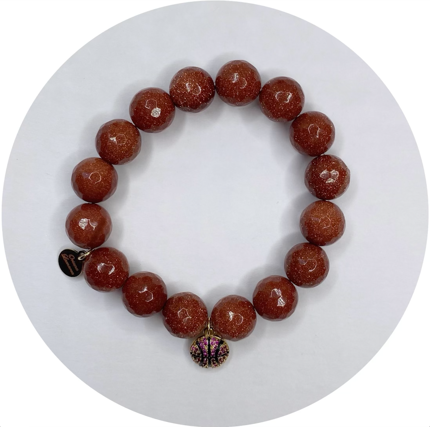 Goldstone with Pavé Basketball Pendant