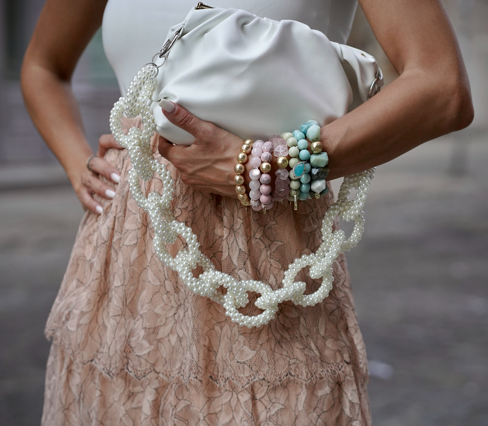 Beaded Pearl Bag Strap