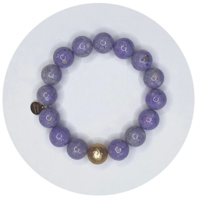 Periwinkle Riverstone with Hammered Gold Accent