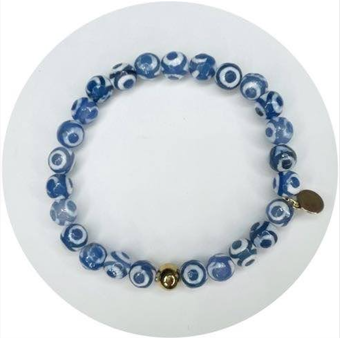 Mens Tibetan Blue Eye with Gold Accent