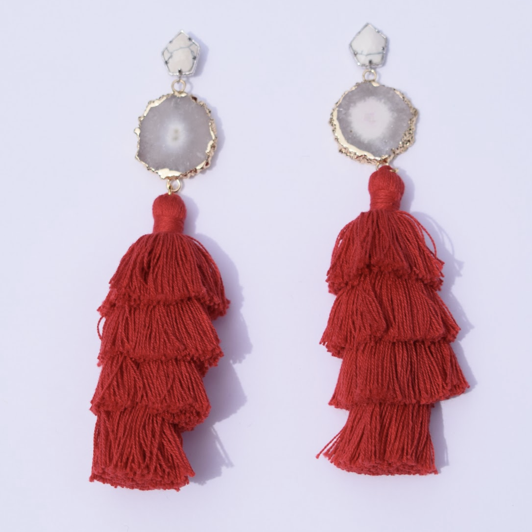 Red tassel 2025 earrings paparazzi