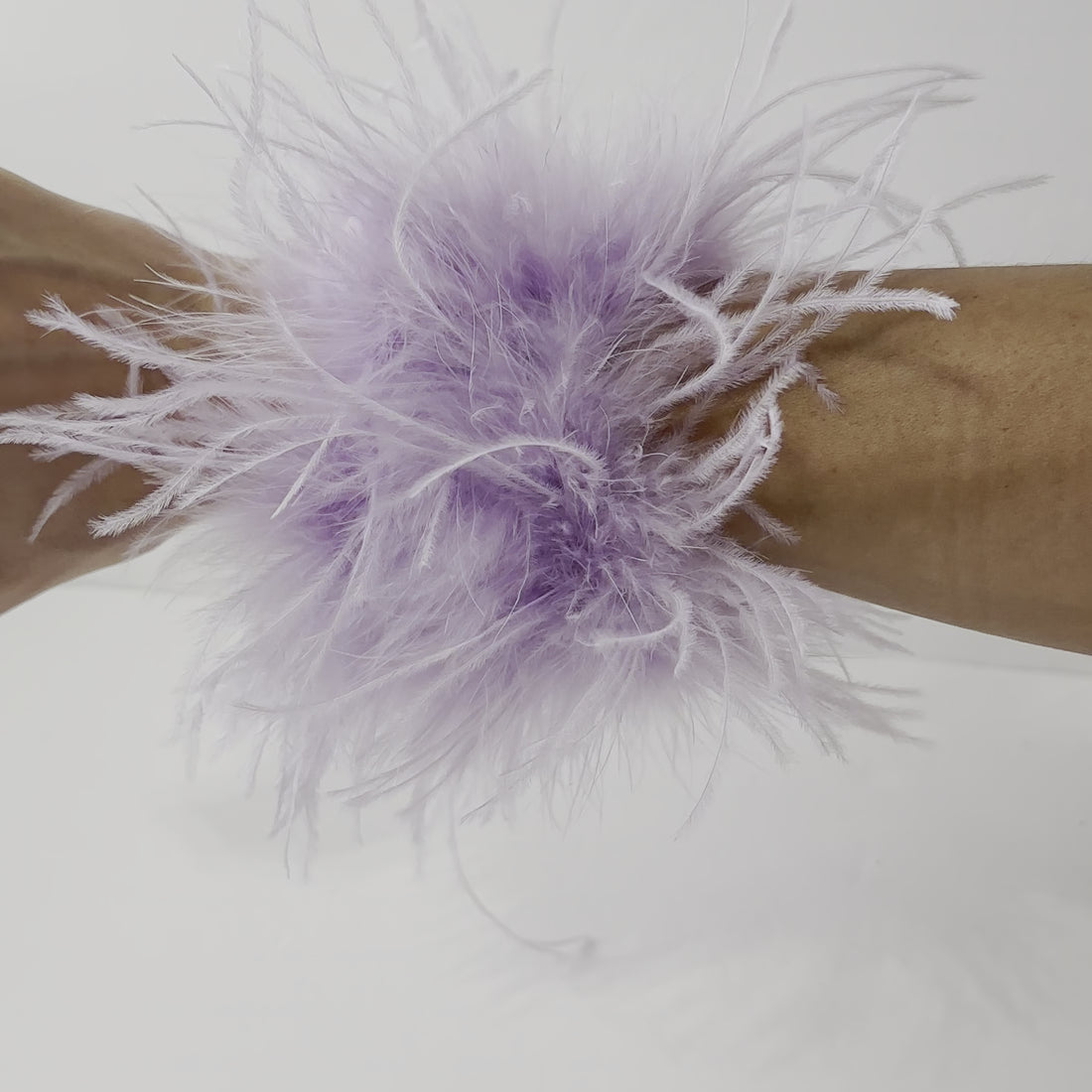 Lavender Natural Ostrich Feather Cuffs