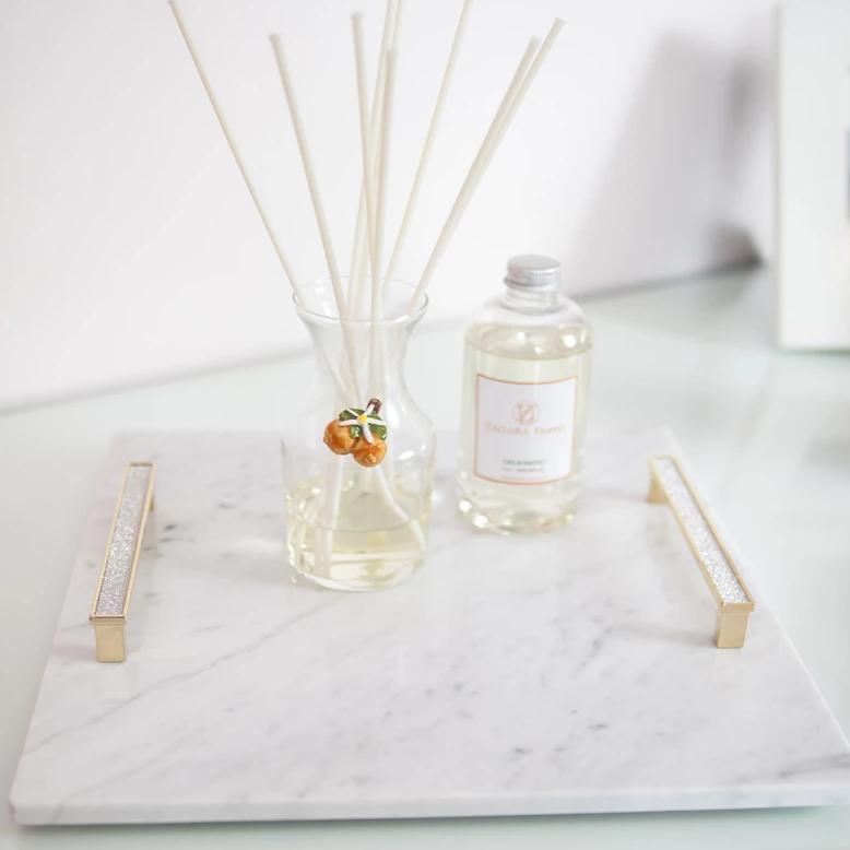 Zagara 12"x12" Carrara Marble Tray - Oriana Lamarca LLC