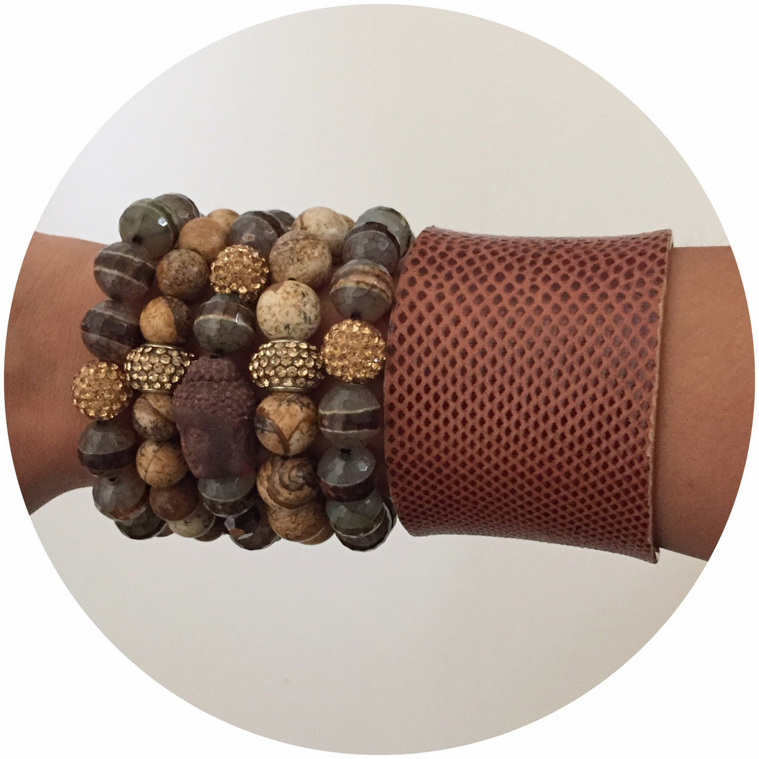 Picture Jasper with Micro Pavé Gold - Oriana Lamarca LLC