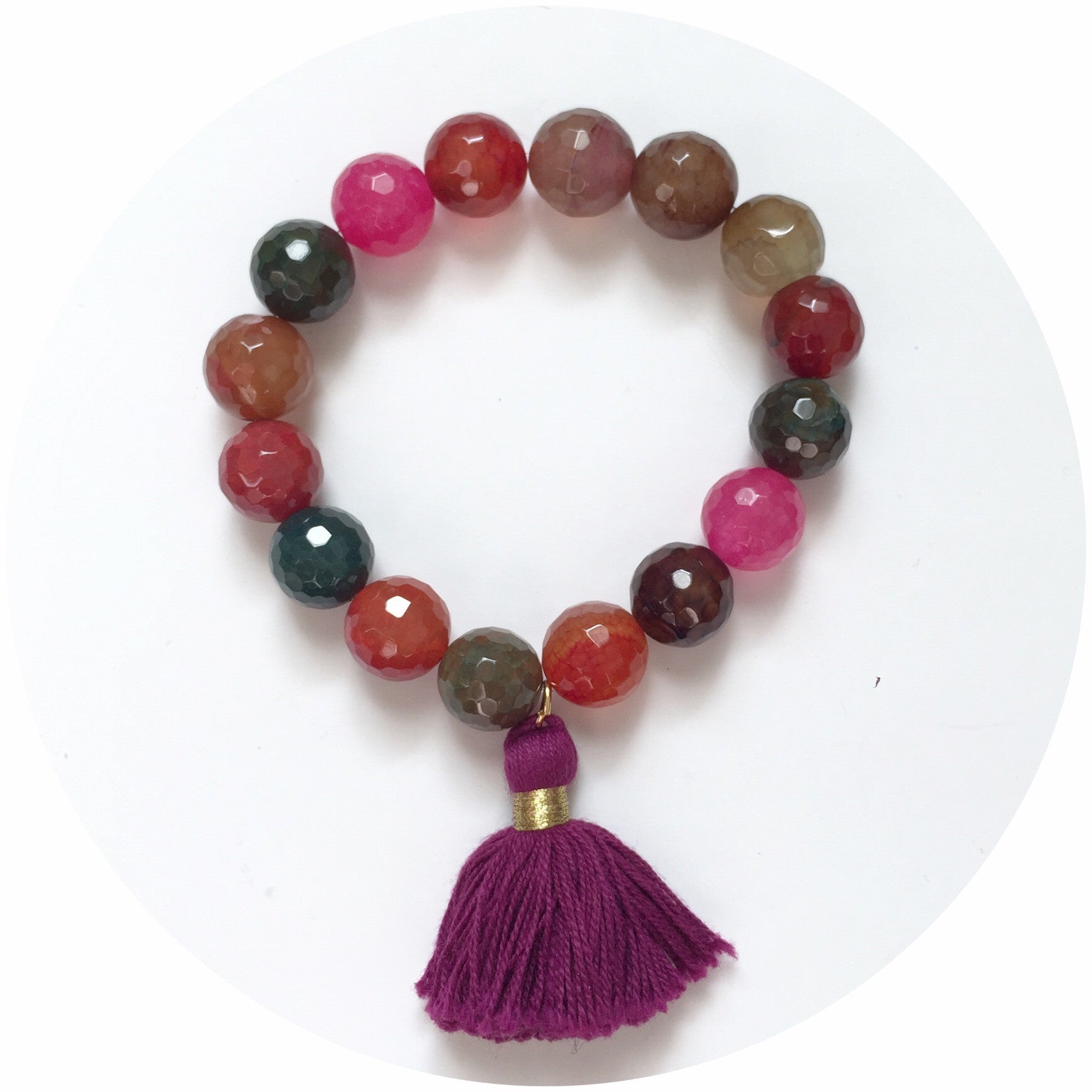 Multicolor Agate with Violet Tassel - Oriana Lamarca LLC