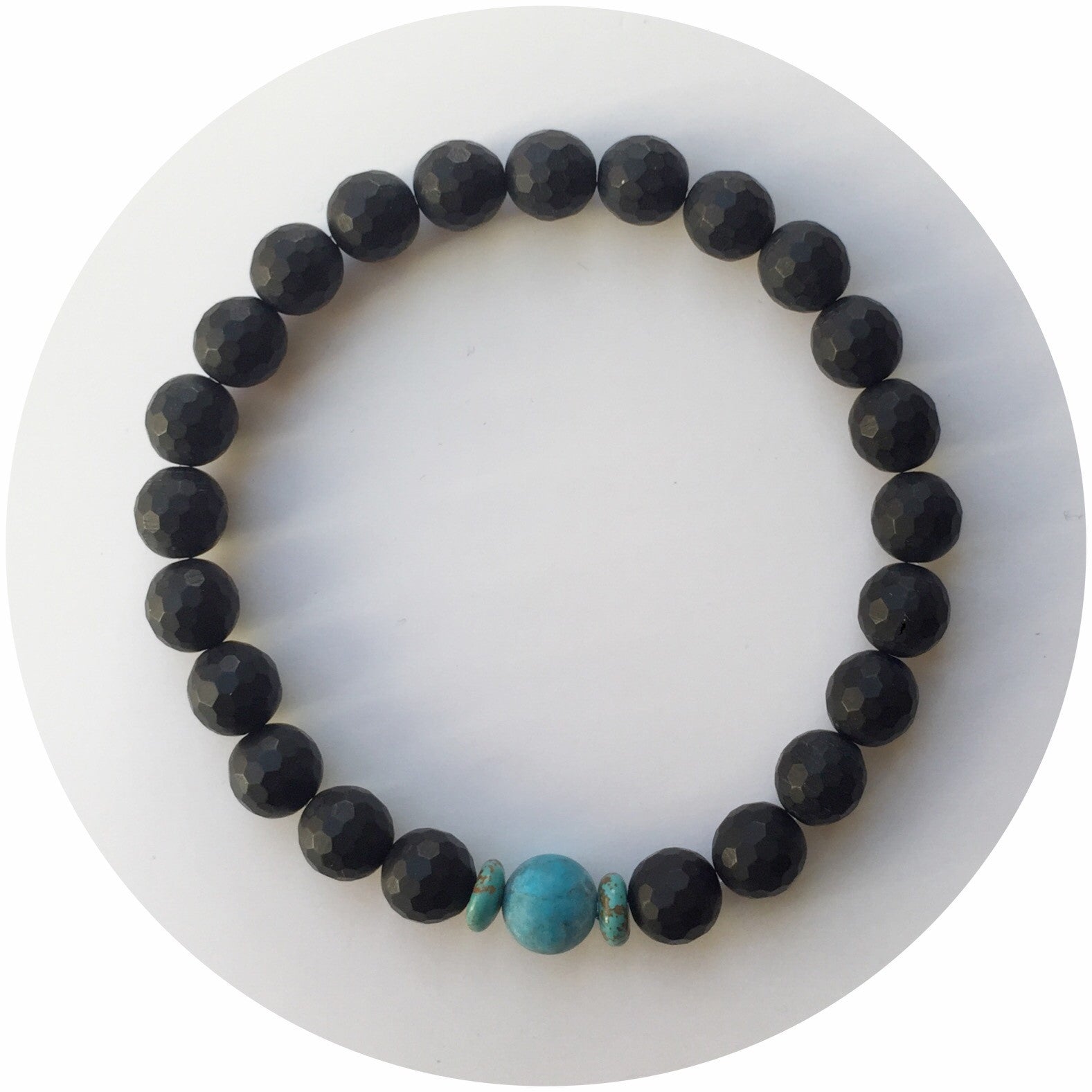 Mens Matte Black Onyx with Turquoise Accent - Oriana Lamarca LLC