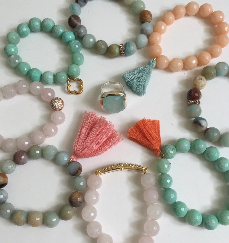 Peach Jade with Hammered Gold Accent - Oriana Lamarca LLC