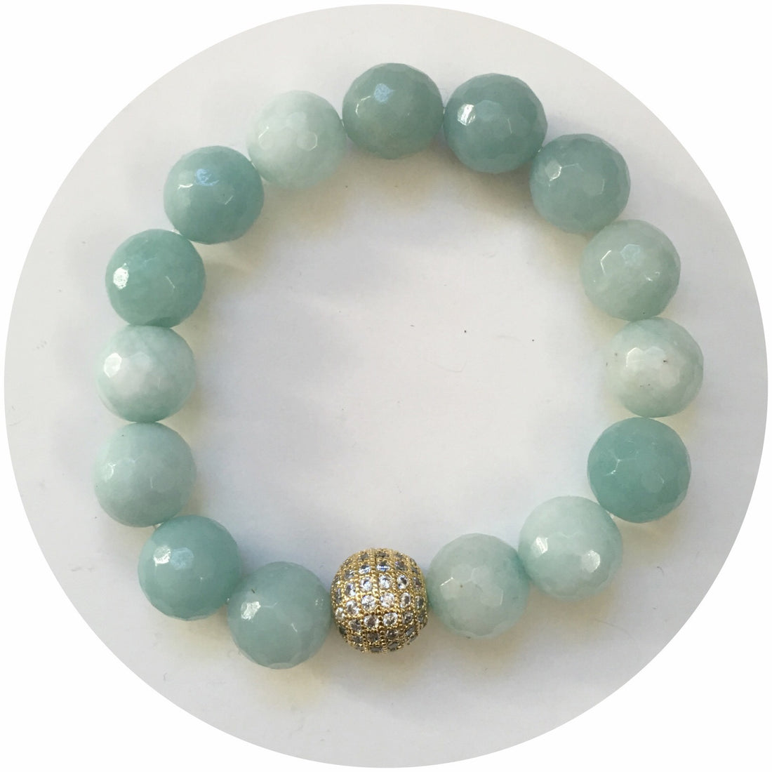 Amazonite Light with Micro Pavé Gold - Oriana Lamarca LLC