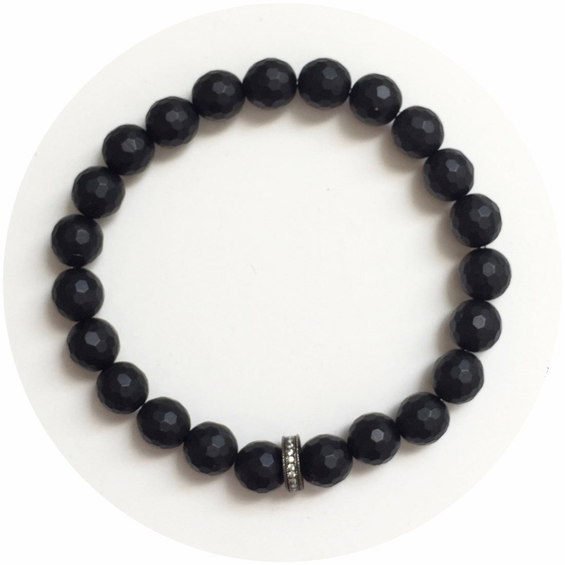 Mens Matte Black Onyx with Gumetal Pavé Mini Spacer - Oriana Lamarca LLC