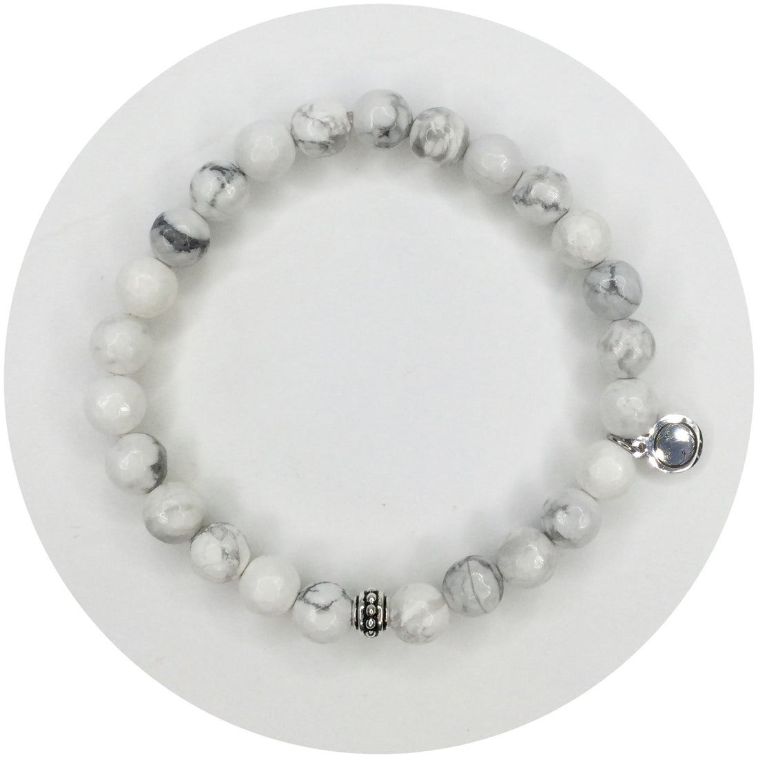 Mens White Howlite with Antique Silver Accent - Oriana Lamarca LLC