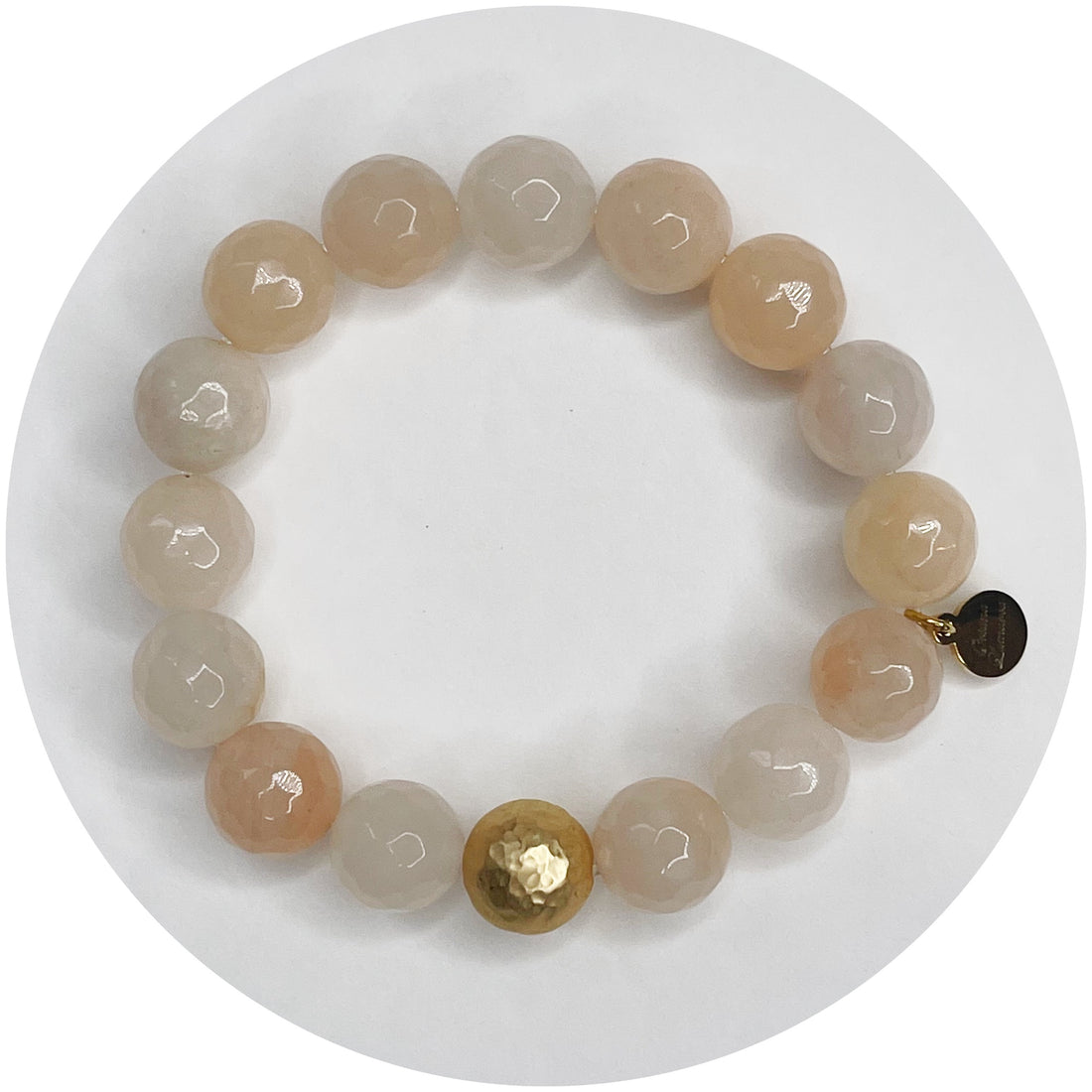 Peach Aventurine with Hammered Gold Accent