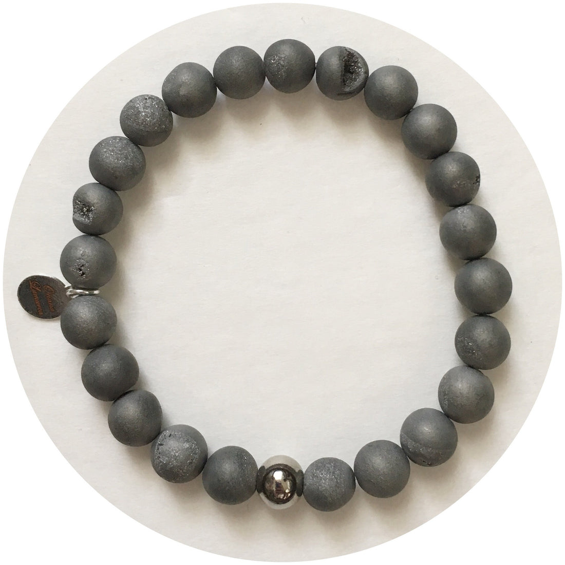 Mens Silver Druzy with Silver Accent - Oriana Lamarca LLC