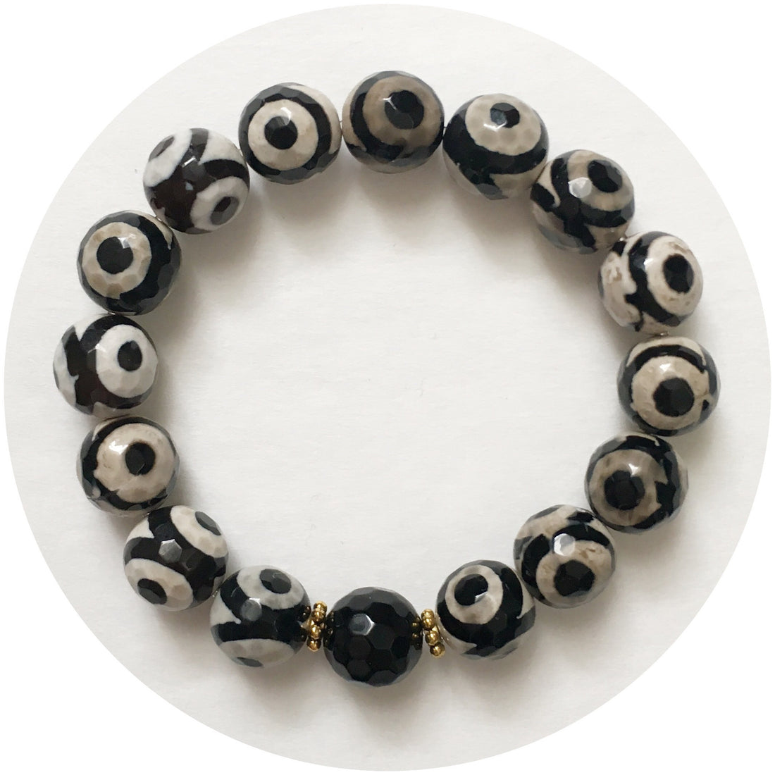 Tibetan Black Eye Agate with Black Onyx - Oriana Lamarca LLC