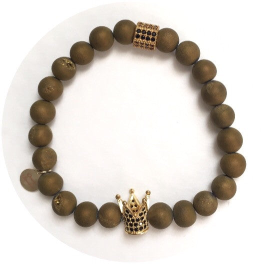 Nate B. Mens Gold Druzy with Pavè Royalty Crown - Oriana Lamarca LLC