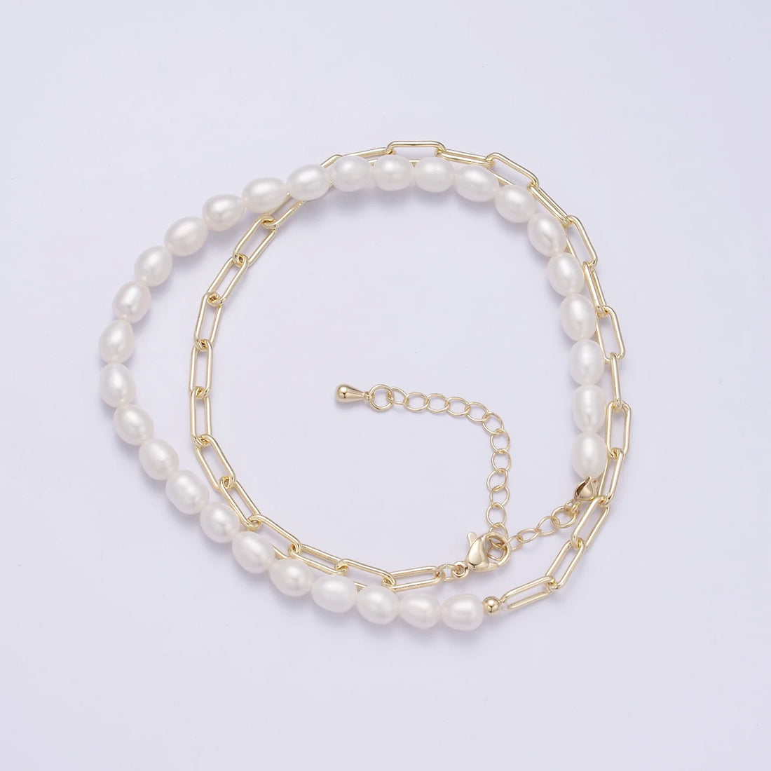 Freshwater Pearl + Paperclip Chain Necklace - Oriana Lamarca LLC
