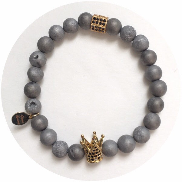 Nate B. Mens Silver Druzy with Pavè Royalty Crown - Oriana Lamarca LLC