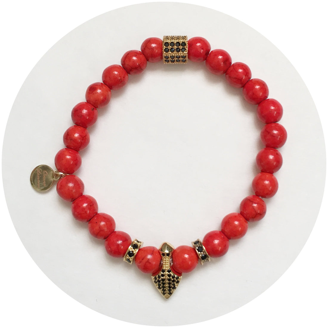 Nate B. Mens Orange Howlite Pavè Shield of Honor - Oriana Lamarca LLC