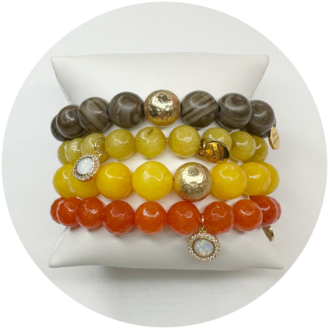 Mocha Agate with Hammered Gold Accent