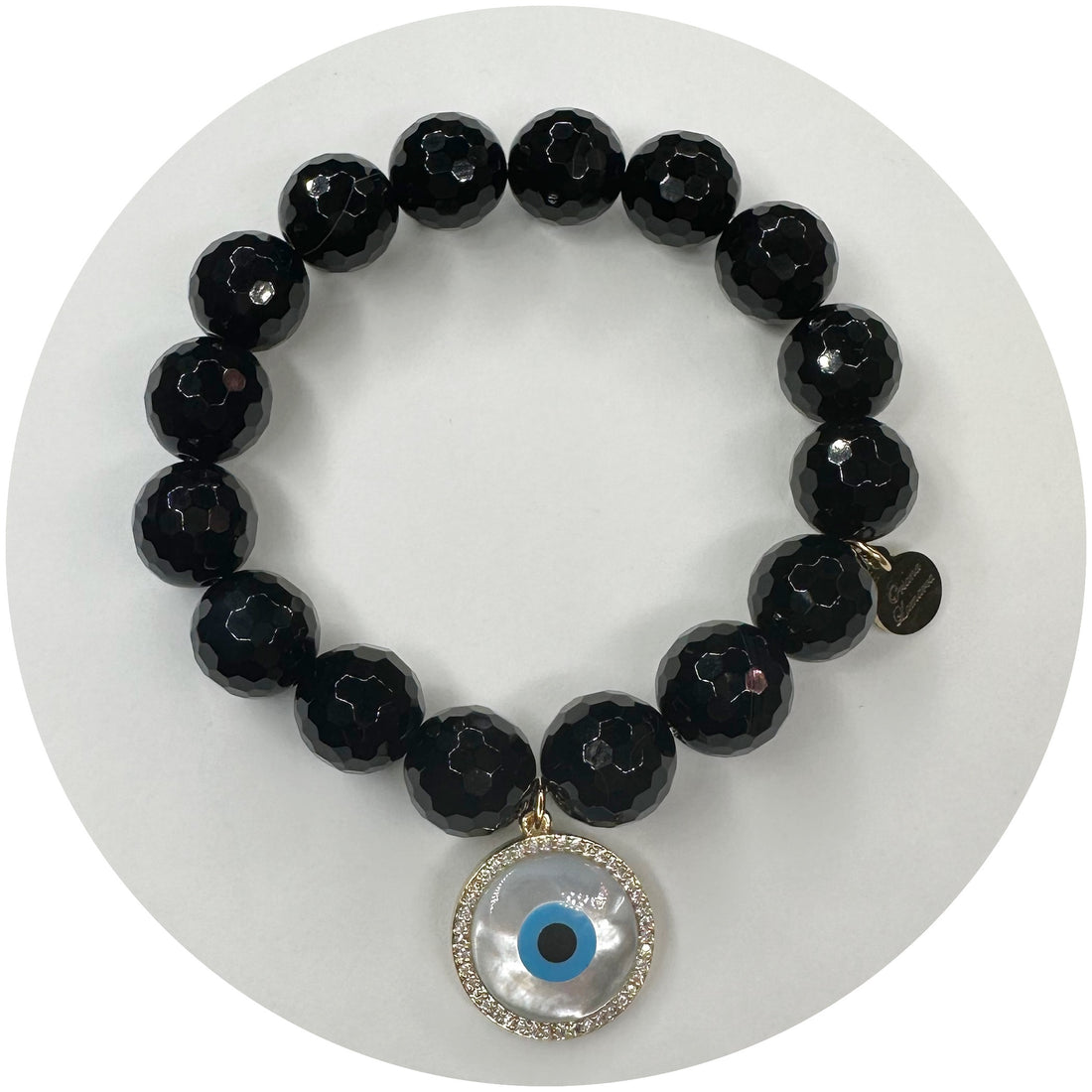 Black Onyx with Mother of Pearl Evil Eye