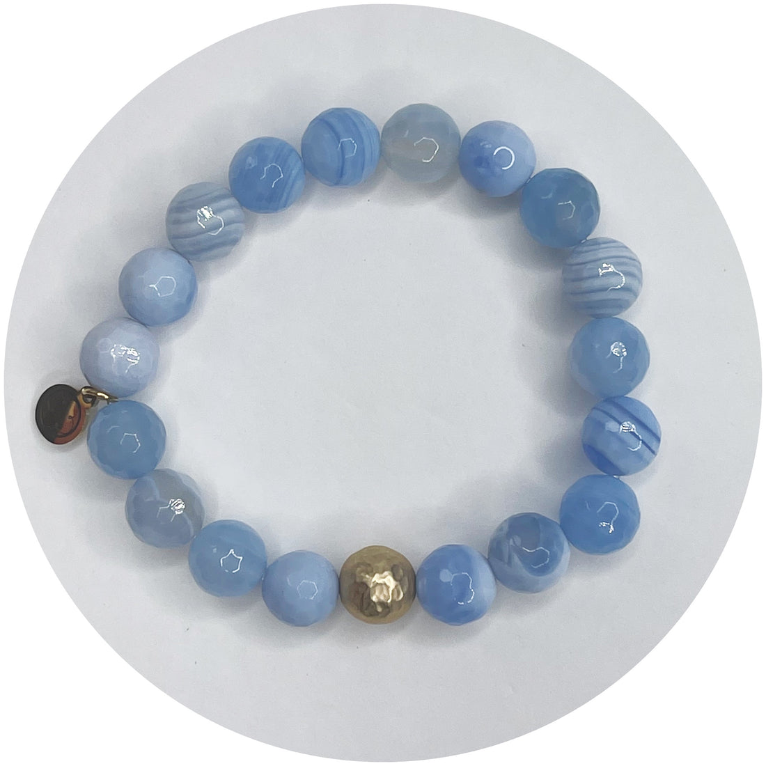 Serenity Blue Agate with Hammered Gold Accent - Oriana Lamarca LLC