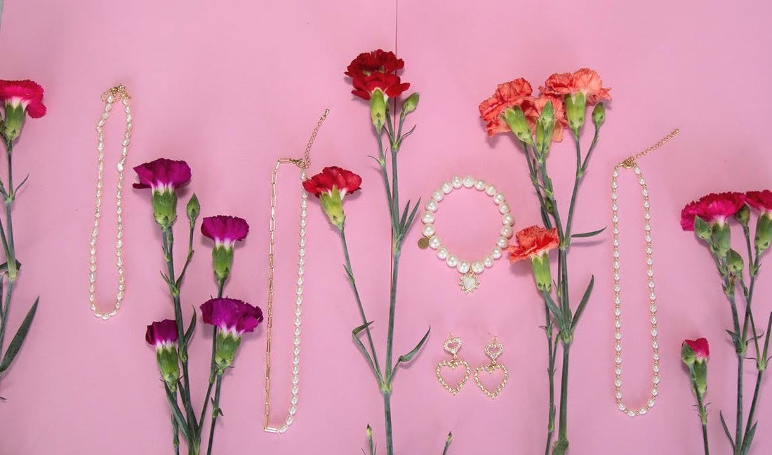 Freshwater Pearls with Mother of Pearl Pavé Heart Pendant - Oriana Lamarca LLC