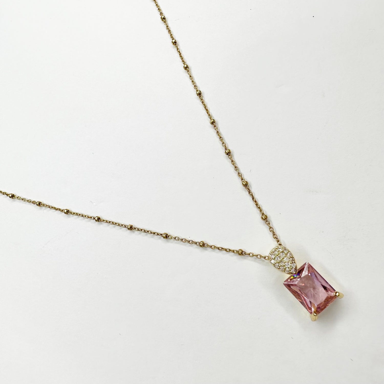 Pink Baguette Necklace