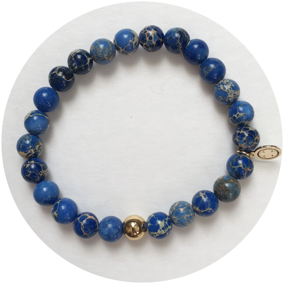 Mens Blue Imperial Jasper with Gold Accent - Oriana Lamarca LLC