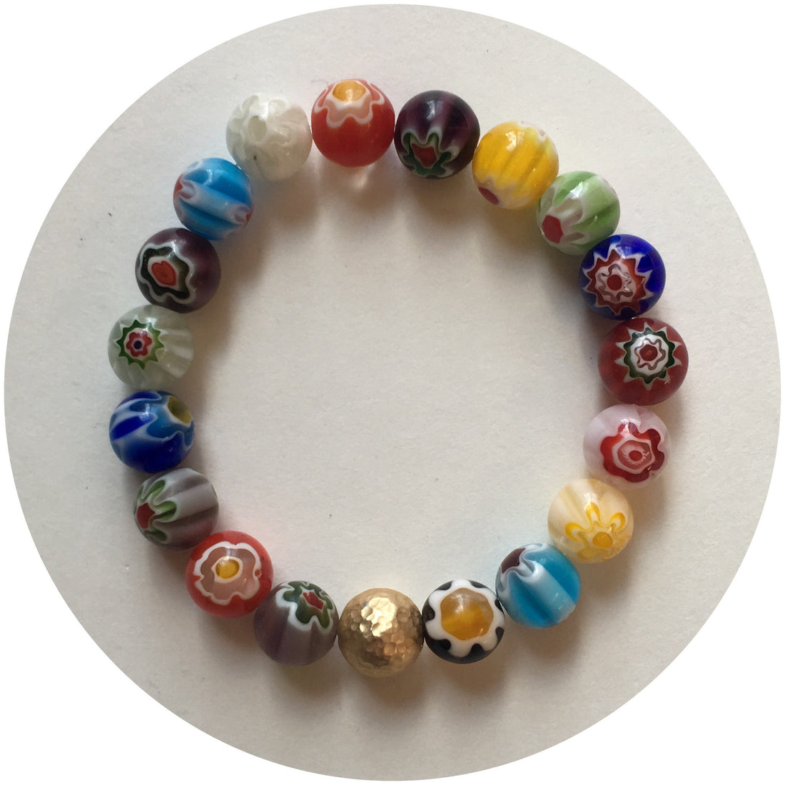Millefiori with Hammered Gold Accent - Oriana Lamarca LLC
