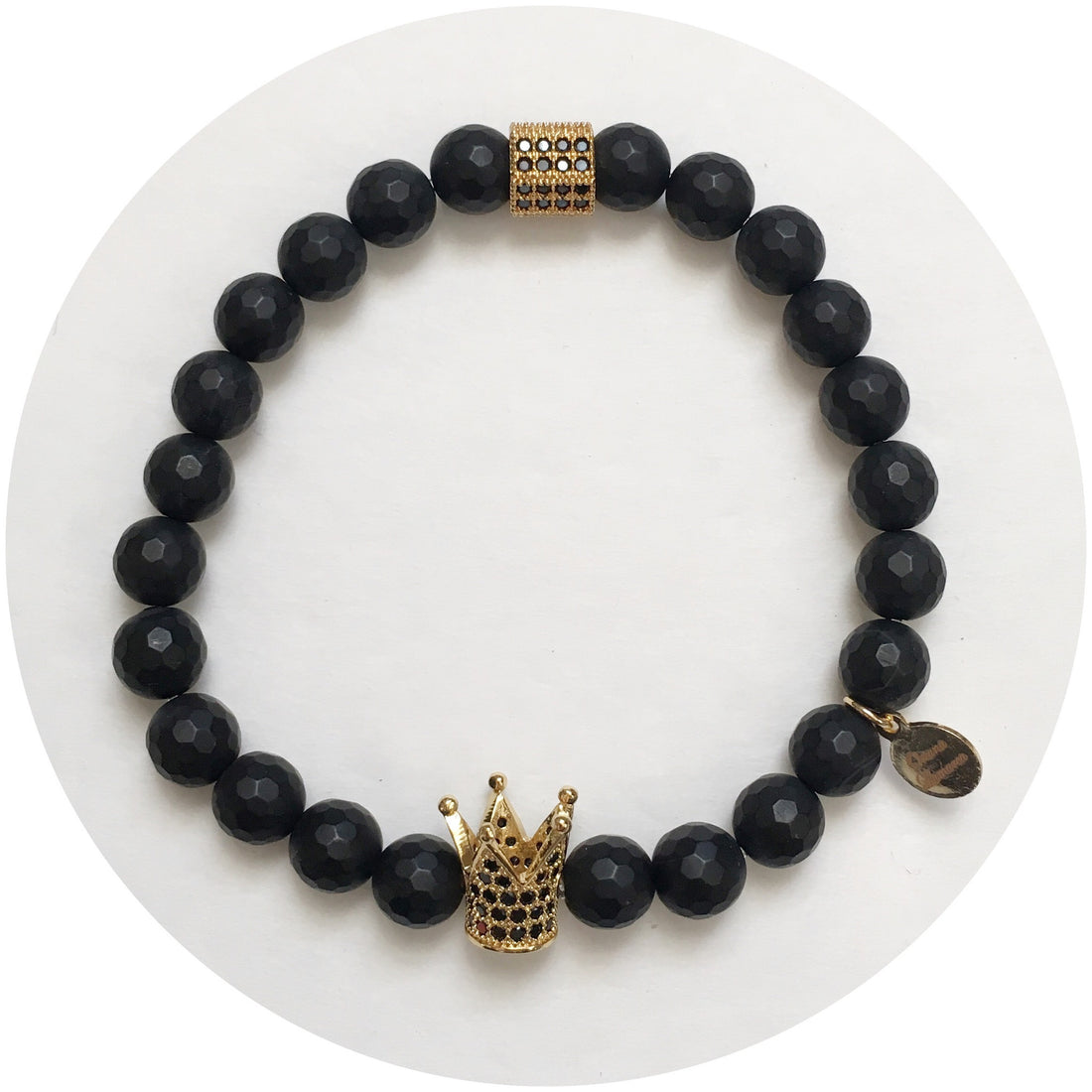 Nate B. Mens Matte Black Onyx with Pavè Royalty Crown - Oriana Lamarca LLC