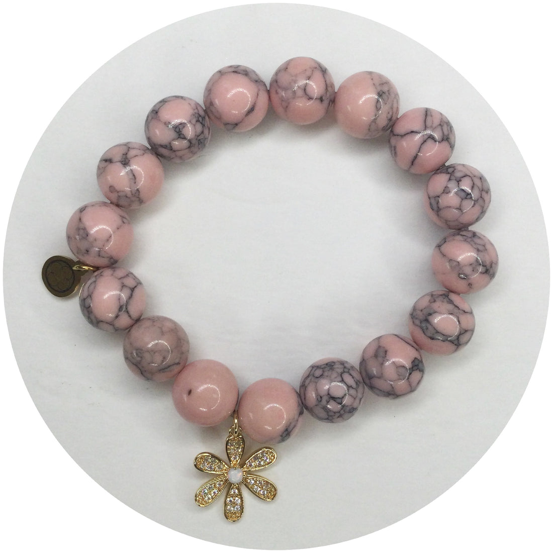 Light Pink Howlite with Opal Flower Pendant